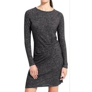 Athleta Solitude Ruched Waist Knit Dress XS Long Sleeve Gray